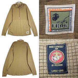 USMC FROG Waffle Fleece Half Zip Large L Coyote Pull Over Shirt Flame Resistant